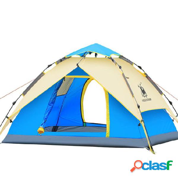 Luxury person tourist tent outdoor camping nature hike pop