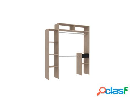 Madera Vestidor Extensible con 2 Armarios, 4 Estantes y 1