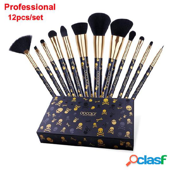 Makeup brushes docolor 12pcs skull makeup brush goth set