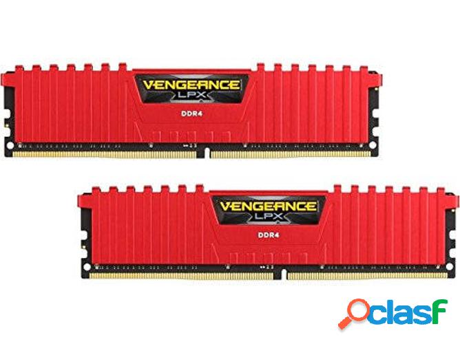 Memória RAM DDR4 CORSAIR 16 GB (3000 MHz - CL 15 - Rojo)