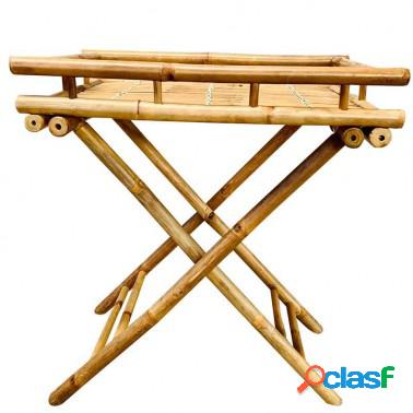 Mesa auxiliar plegable bambú