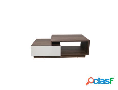 Mesa de Centro CONCEPT U de Madera Oscura y Cajones Blancos