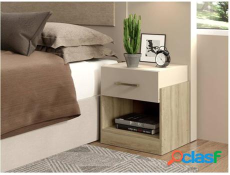 Mesita de Noche VENTE UNIQUE Bodil (Beige - Beige - Madera -