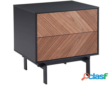Mesita de Noche VENTE UNIQUE Ismael (Nogal - MDF - 50x50x39