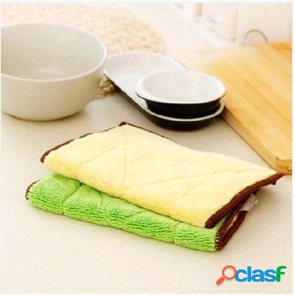 Microfiber cleaning towel double layer scouring pad no