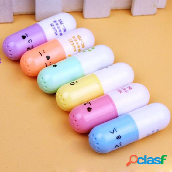 Mini 6pcs/set lovely pill shaped candy color highlighter