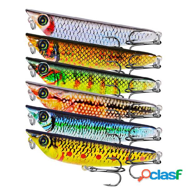Mixed 6 color 8.3cm 9g popper hard baits & lures 6# hook
