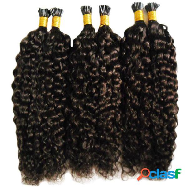Mongolian afro kinky curly hair keratin stick tip hair
