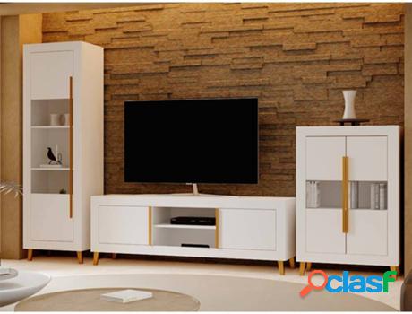 Mueble de Salón MUEBLAM Niza (Blanco - Melamina - 320 cm)