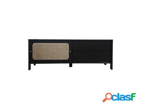 Mueble de TV CONCEPT U de Madera Negra y de Mimbre Bali