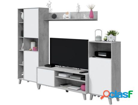 Mueble de TV HABITDESIGN Zoe (Blanco Artik - Gris Cemento -