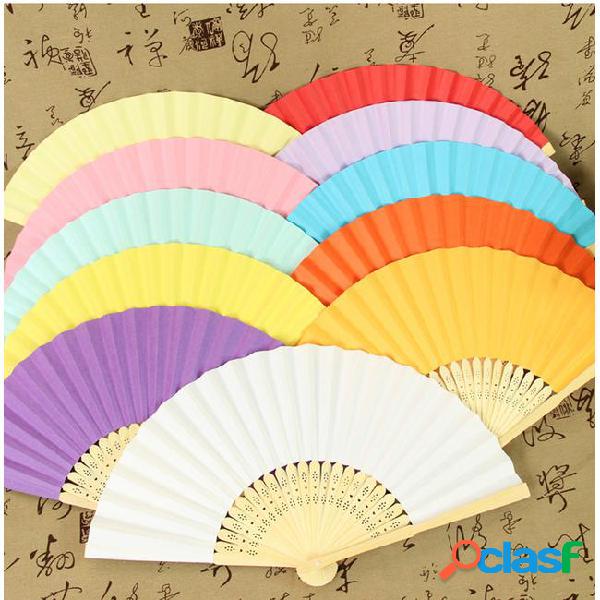 Multi colors summer chinese pure color hand paper fans