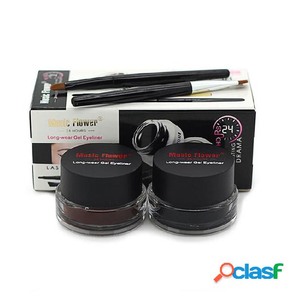 Music flower black + brown two-color gel eyeliner smudge-