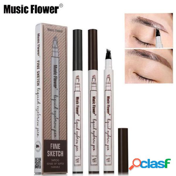 Music flower liquid eyebrow pen enhancer four head eyebrow