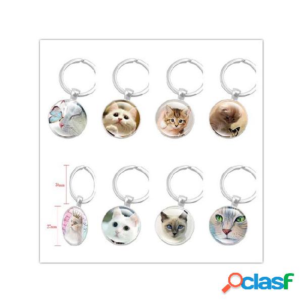 New 10pcs creative silver color key chain cute cat keychain