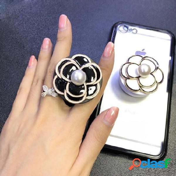 New arrival expandable 3d pearl camellia grip holder
