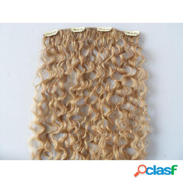 New brazilian virgin remy curly hair weft clip in natural
