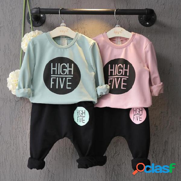 New design baby girls spring autumn outfits high five