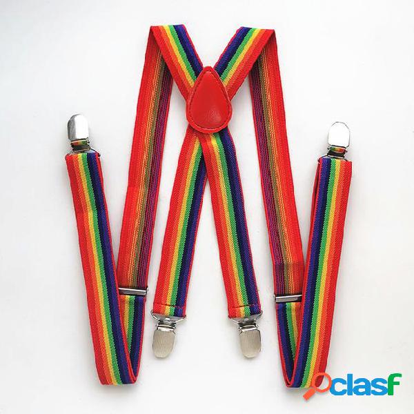 New designer rainbow suspenders high quality pu leather