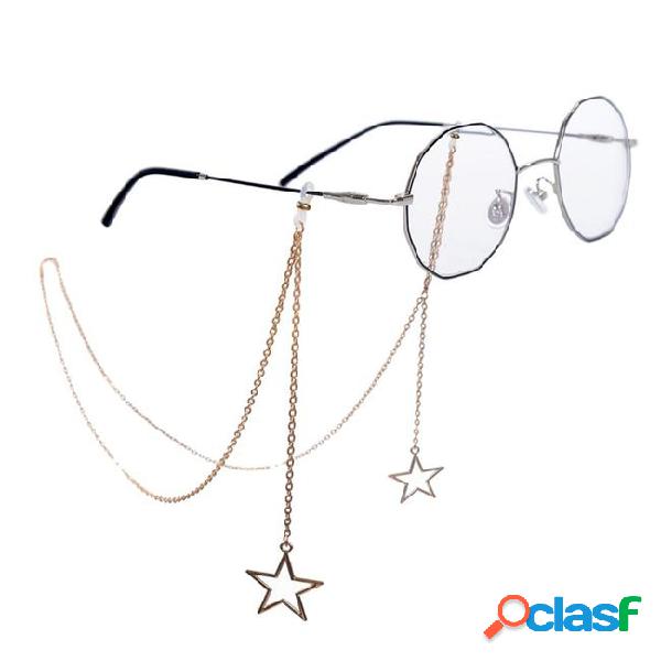 New fashion womens penadant eyeglass chains hollow star