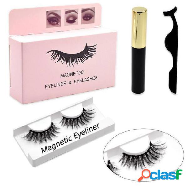 New natural 3d magnetic eyelashes kit handmade false