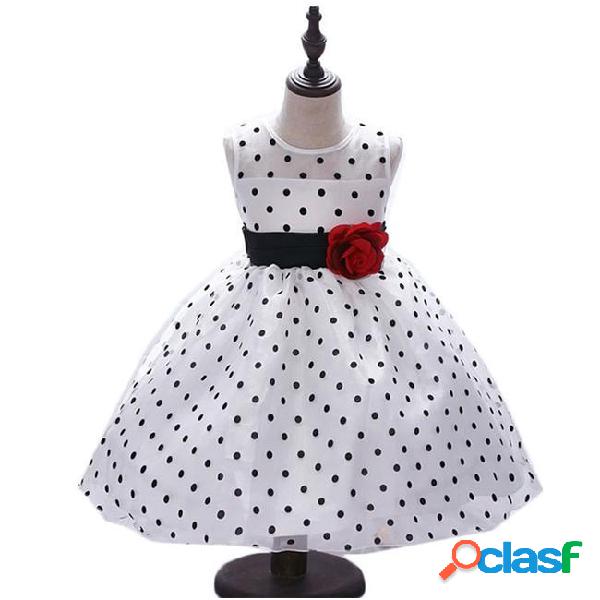 New princess summer girl dress classic white black polka
