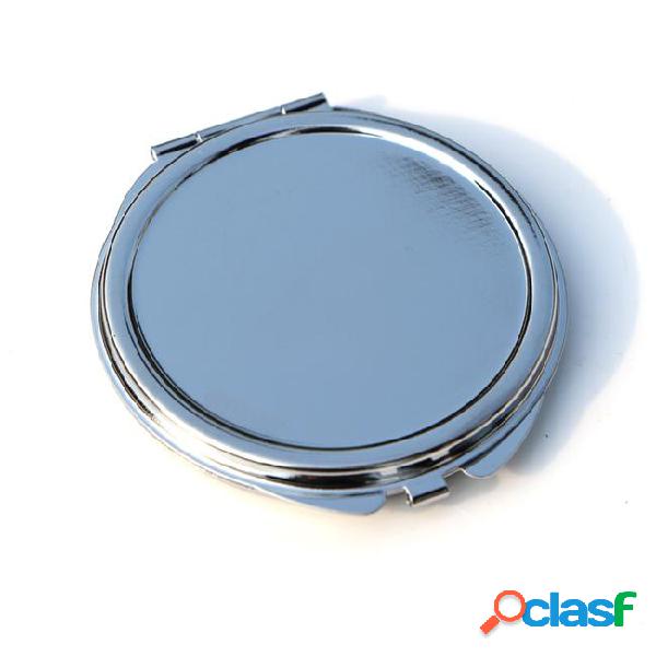 New silver pocket thin compact mirror blank round metal