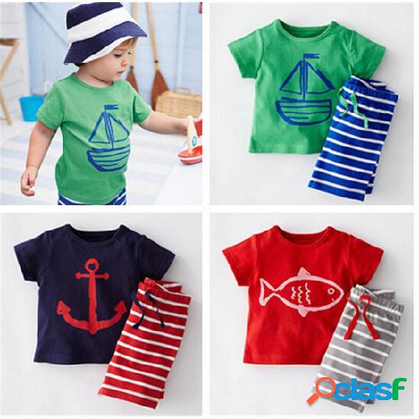 New toddler boy clothes tracksuit cartoon anchor fish