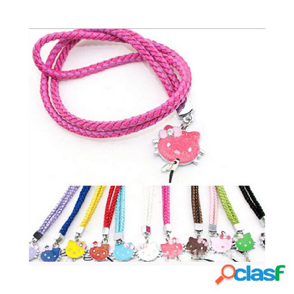 New universal kt braided necklace lanyard hello kitty charms