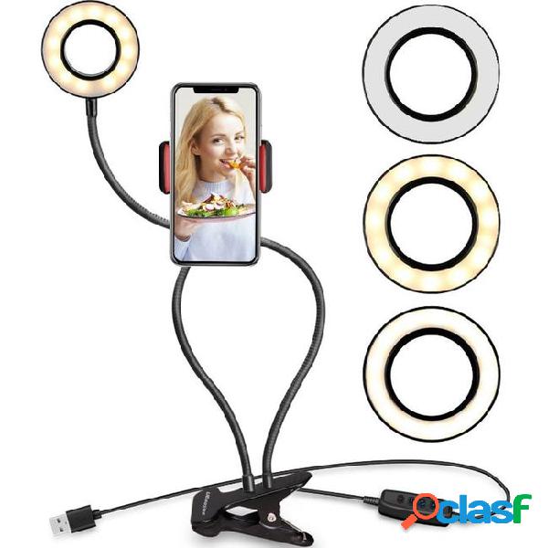 New usb power led selfie ring light with mobile phone clip