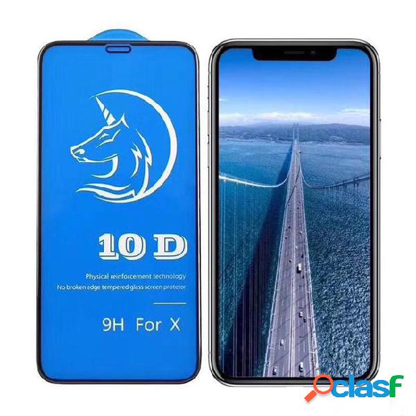 Newest 10d tempered glass curved for iphone 8 9 x xr xs max