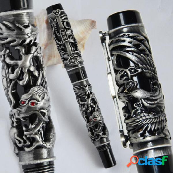 Noble jinhao antique silver and black dragon and phoenix