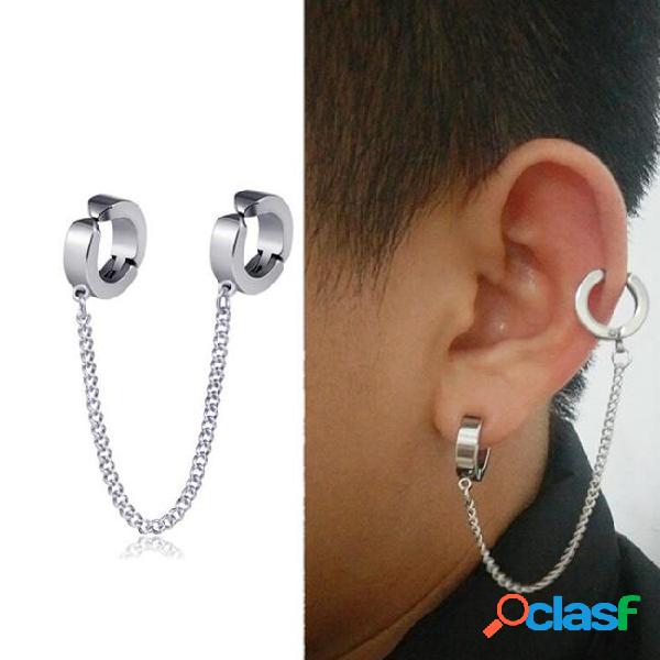 Non ear hole style ear clip korea fashion titanium steel