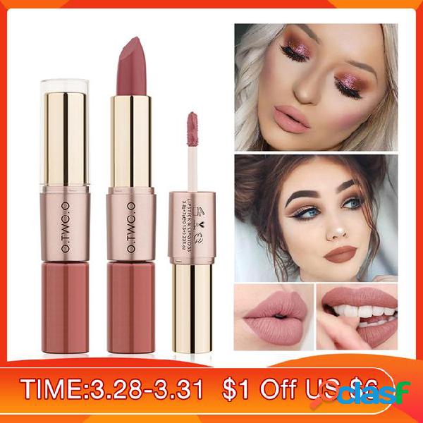 O.two.o 2 in 1 matte lipstick +lip gloss lips makeup