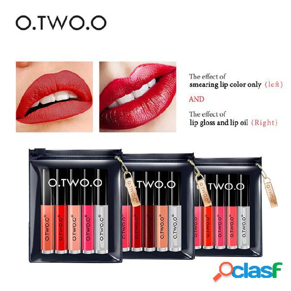 O.two.o 5pcs lip oil+ matte lipgloss makeup set long lasting