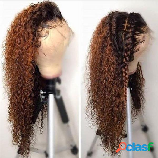 Ombre curly full lace wig blonde two tone color 1b# 30#