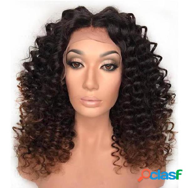 Ombre dark roots curly 13*6 deep part lace front human hair