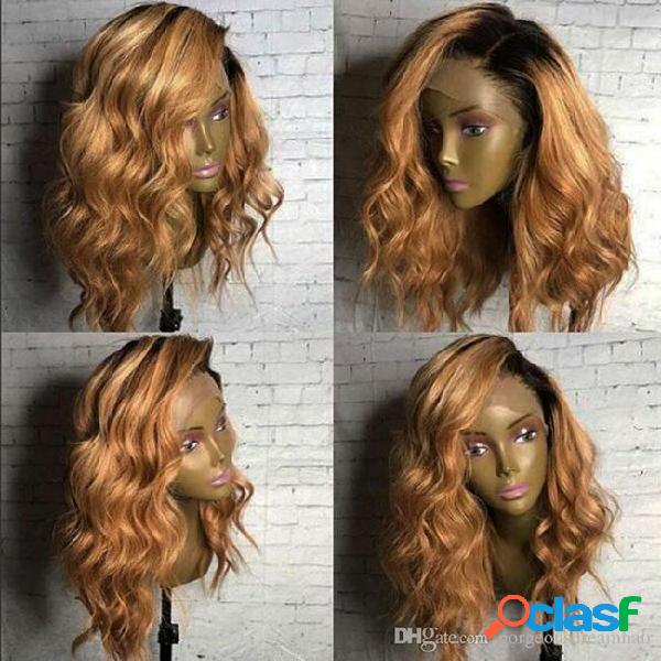 Ombre human hair wigs glueless #1b 27 two tone lace front