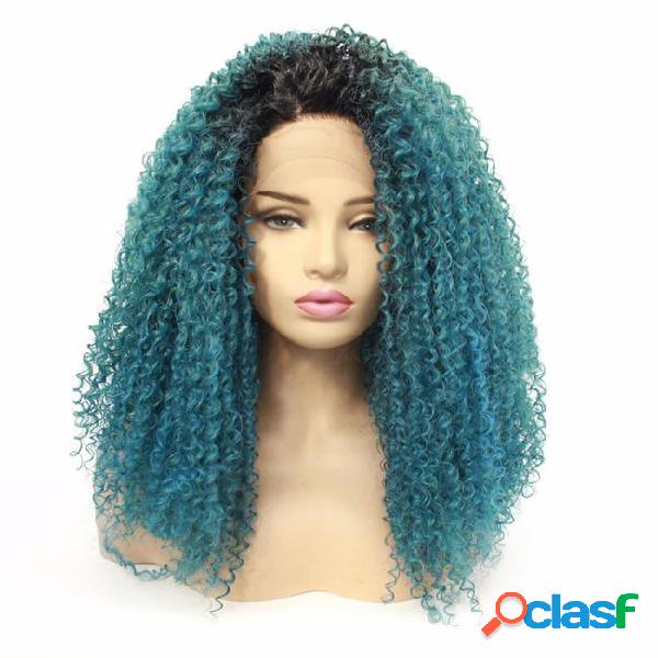 Ombre synthetic deep wave curly hair synthetic lace front