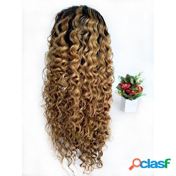 Ombre wigs raw indian curly honey blonde glueless full lace