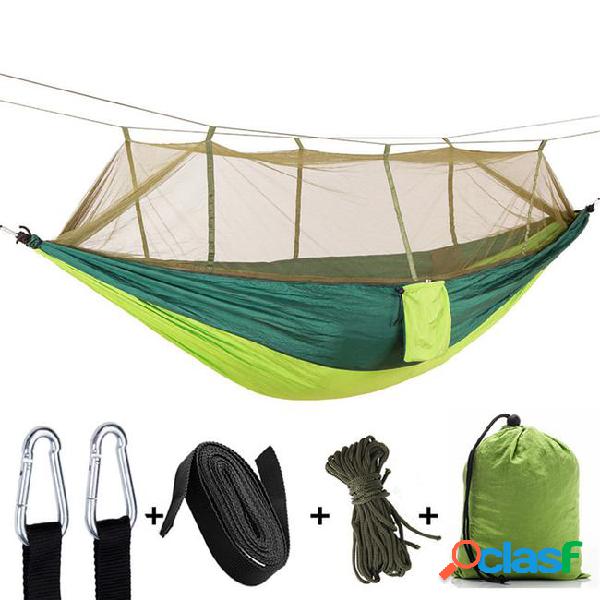 Outdoor camping hammock with mosquito net tree ropes