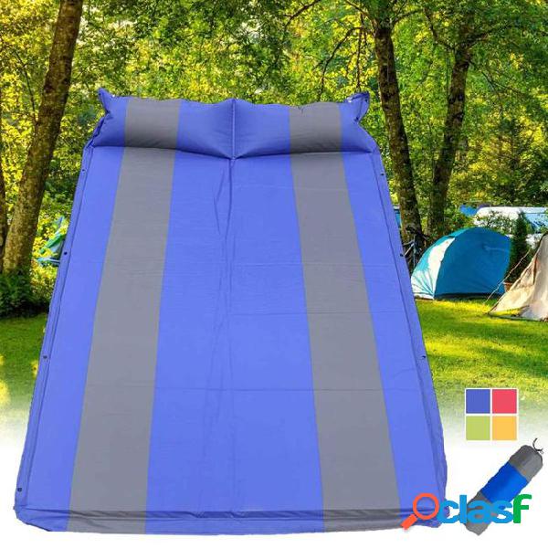 Outdoor inflatable camping mat with pillow self-inflating
