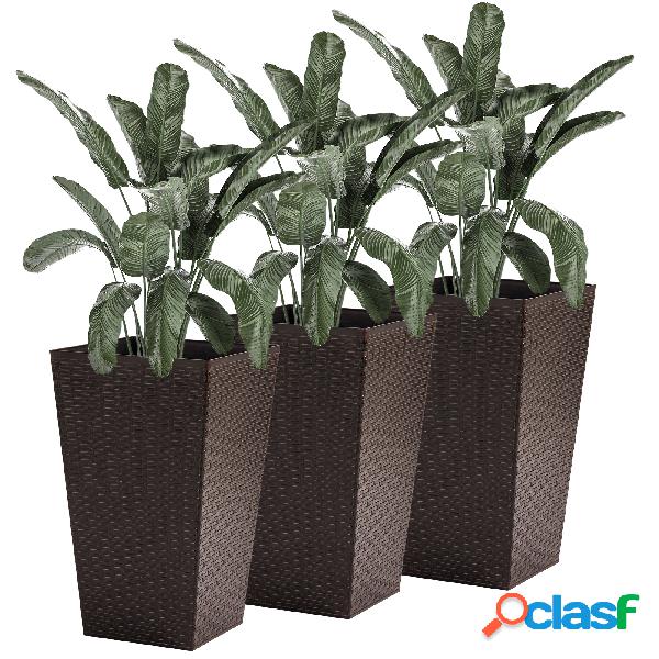 Outsunny Conjunto de 3 Macetas Cuadradas para Plantas Flores