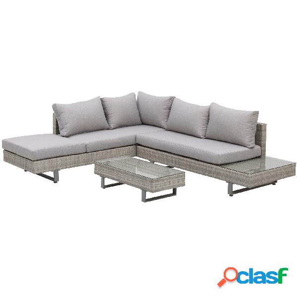 Outsunny Conjunto de Muebles Ratán de 3 Piezas Mesa de