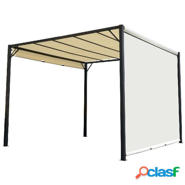 Outsunny Pérgola 3x3m Gazebo Cenador con Techo Retráctil y