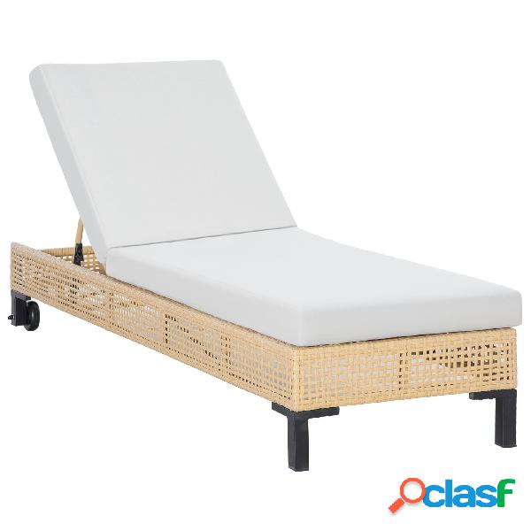 Outsunny Tumbona de Ratán Sintético Chaise Longue con