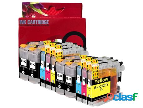 Pack 10 Cartuchos de Tinta Compatibles Brother LC22E