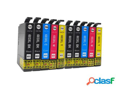Pack 10 Cartuchos de Tinta Compatibles Epson 603XL 4X Negro
