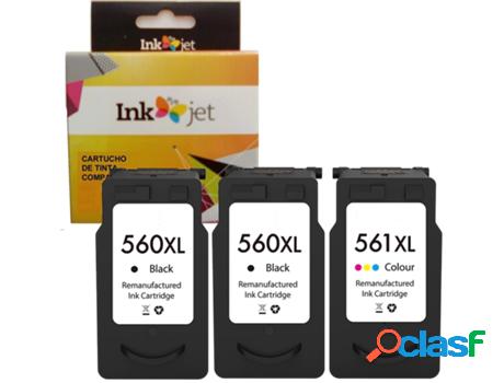 Pack 3 Cartuchos de Tinta Compatibles Canon PG560XL CL561XL