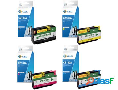 Pack 4 Cartuchos de Tinta Compatibles G&G HP 711 Cz133A